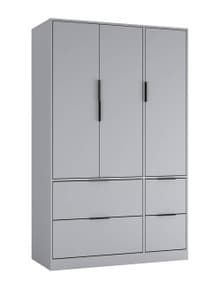 FUJI 3 Door 4 Drawer Wardrobe Grey Grey & Grey 117 x 55 x 8.5 1