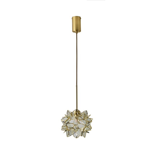 ValueLights Reine Clear Glass Flower Shade Gold Pendant Light Clear
