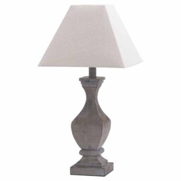 Incia Fluted Wooden Table Lamp - Fabric - Wood - L12 x W12 x H53 cm - Brown Brown