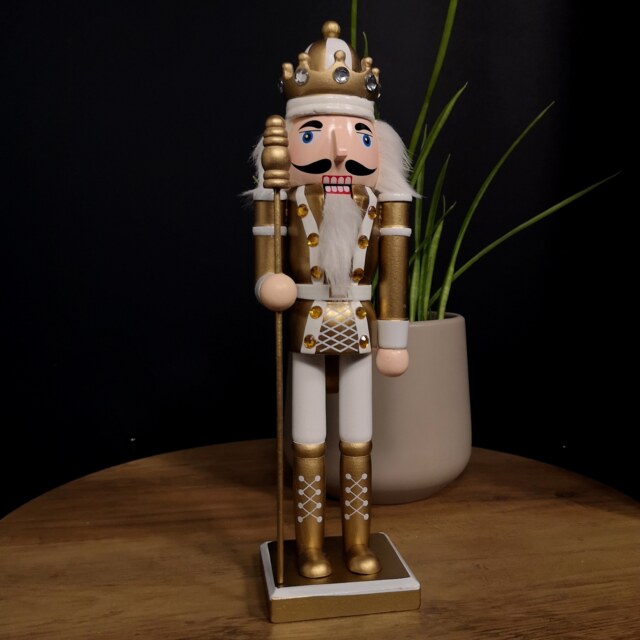 30cm Wooden Christmas Nutcracker Soldier Decoration with Gold Body and Shoes