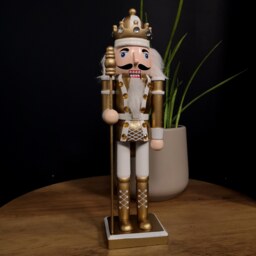 30cm Wooden Christmas Nutcracker Soldier Decoration with Gold Body and Shoes