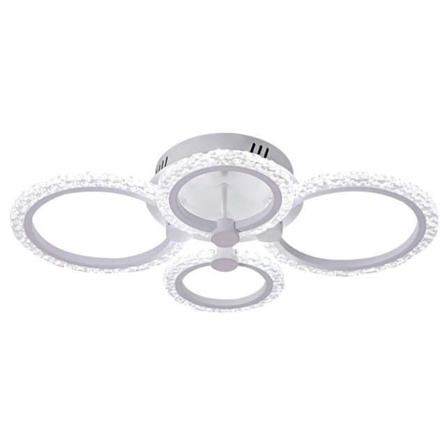 LED Ceiling Light White Flush Mount Light 4 Rings Modern Chandelier 60cm Cold White