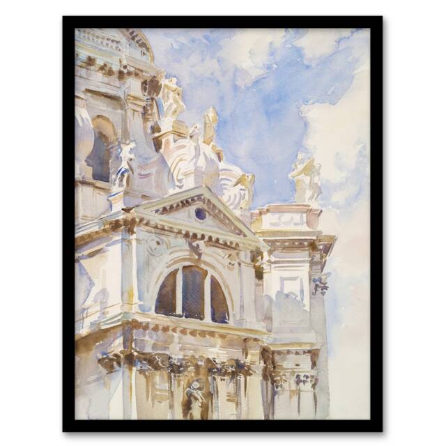 "La Salute Church Venice Watercolour Sargent Framed Wall Art Print 12X16"""