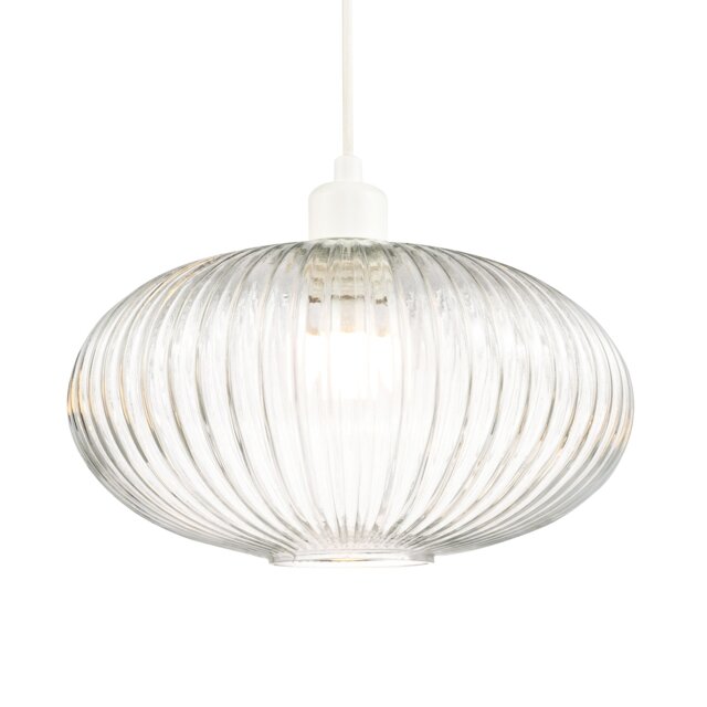 Modern Designer Clear Transparent Line Ribbed Glass Oval Pendant Lamp Shade Clear Transparent 1