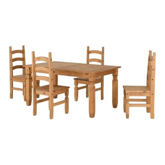 Corona 5 feet Dining Set - Distressed Waxed Pine Brown 5