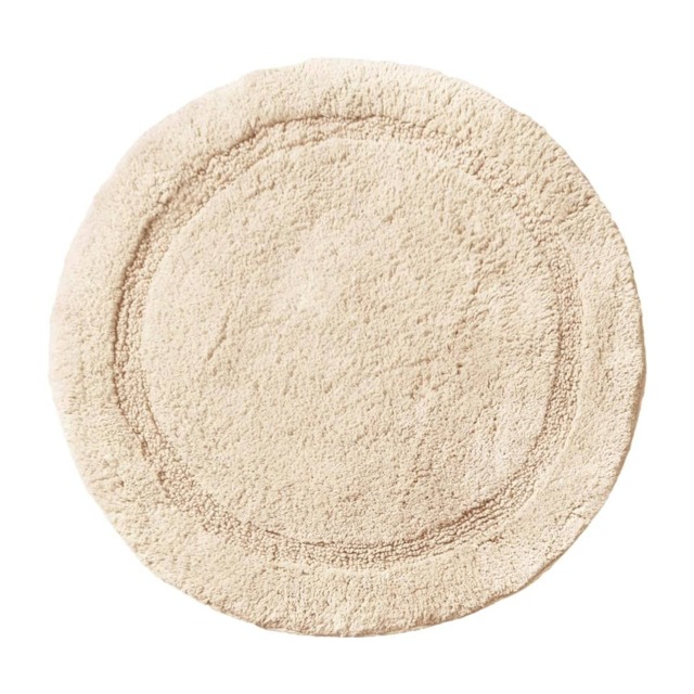 Round Bath Mat Non Slip - 100% Cotton Cream Stone