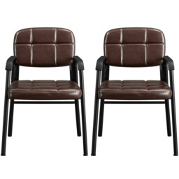 Yaheetech 2pcs Office Reception Upholstered Chairs for Home & Office Black Brown
