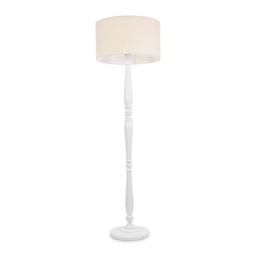 ValueLights Victoria White Wood Floor Lamp Cream Shade
