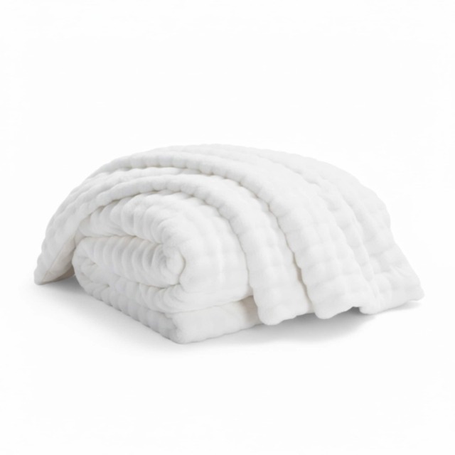Rabbit Faux Fur Throw Blanket Ultra Soft Luxury Throw for Sofa And Bed White