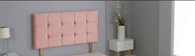 "Pink Plush Velvet Cube Headboard Pink 2FT6 Small Single 26""inch Headboard"