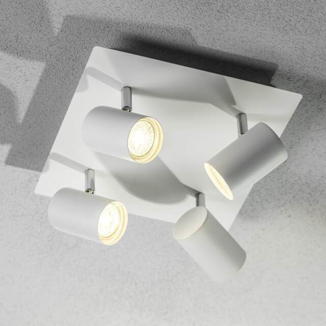 CGC VENETO White GU10 4-Head Adjustable Ceiling and Wall Spotlight White White Height: 12 cm, Width: 26.5 cm