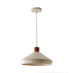 ValueLights Parker Cream and Walnut Pendant Ceiling Light Multi
