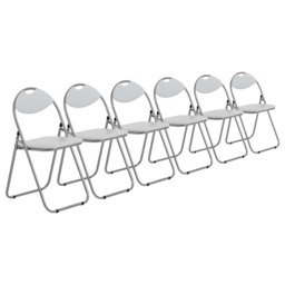 Harbour Housewares Padded Folding Chairs - 44cm - White/Silver - Pack of 6 White White