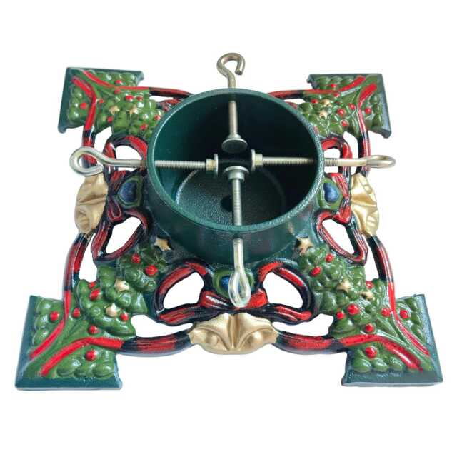 Holly International Cast Iron Christmas Tree Stand for Real Trees up to 8ft - Trees & Bells