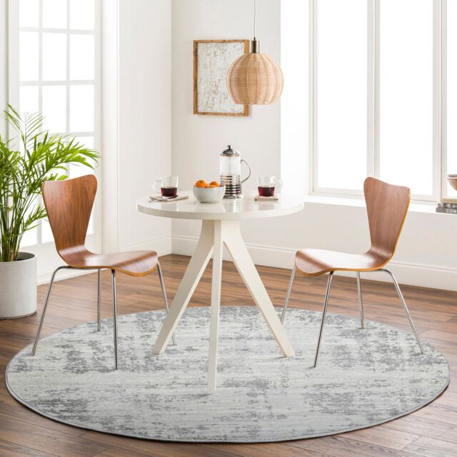 LIVABLISS Monaco-Abstract Modern Marble Round Rug Ø160 cm Grey Ivory
