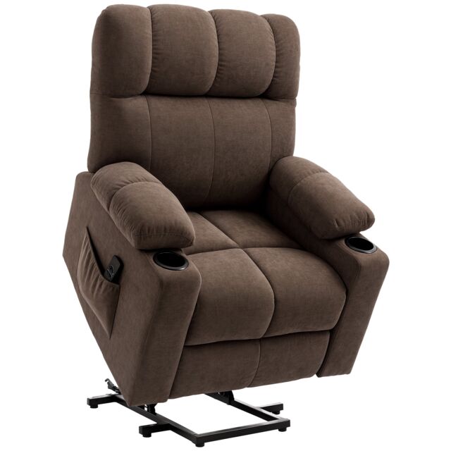 HOMCOM Heavy Duty Riser and Recliner Chair Lift Chair for the Elderly, Brown Brown Dark brown