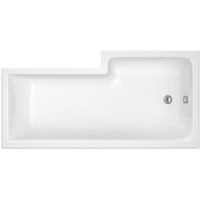 Balterley Modern L Shape Left Hand Shower Bath Tub with Leg Set (Waste & Panels Not Included) White White