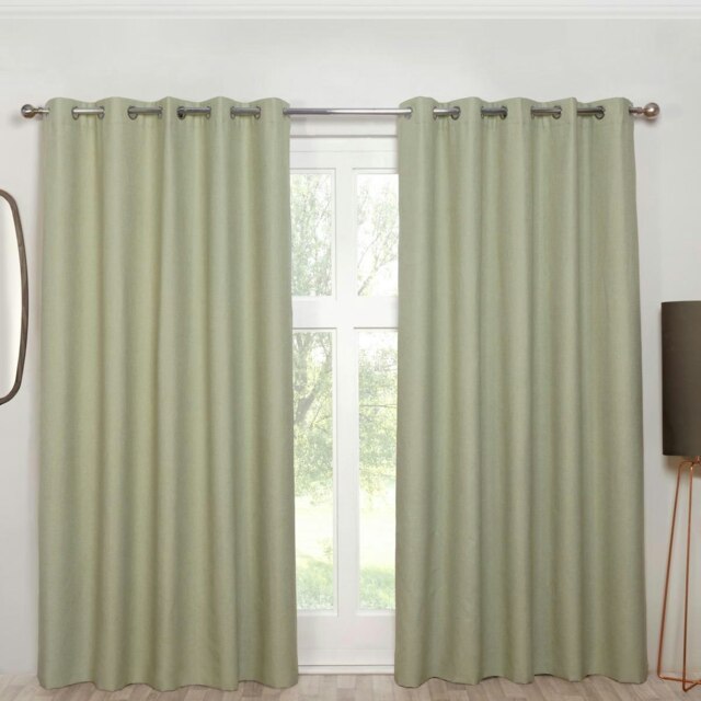 Cosmos - 100% Blackout Thermal Self-Lined Curtains - Eyelet - 100% Polyester (Green, 66''x 90'' - 168cm x 229cm (Pair)) Green Green
