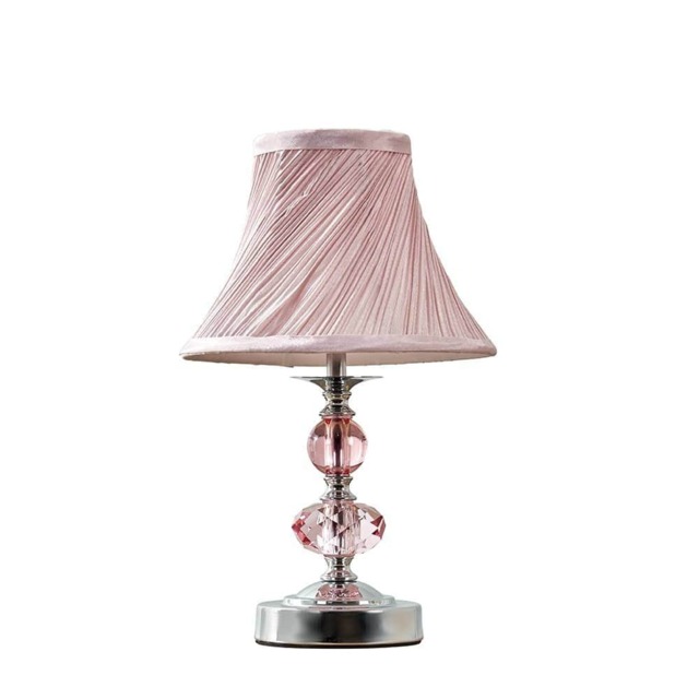 ValueLights Jaigier Chrome & Dusty Pink Touch Table Lamp Silver