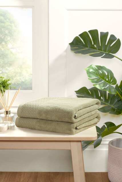 Eden Weave Pure Cotton Bath Sheet Towels Set Of 2 Green Bath sheet 2