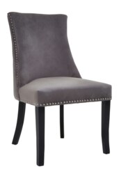 Orsina Grey Velvet Dining Chair, Curved High Back Office Chair, Aesthetic Velvet Accent chair for Living Room