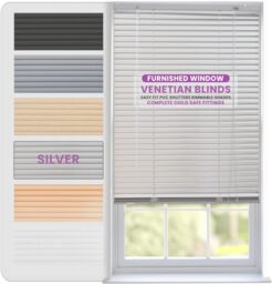 Aluminium Venetian Blinds 145cm Wide x 210cm Long Silver Silver