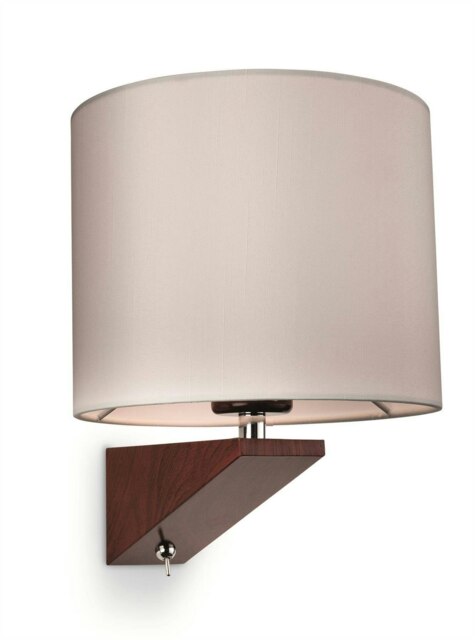 Alpine 1 Light Indoor Wall Light (Switched) Dark Walnut, Cream Shade, E27