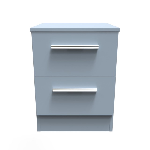 Trent 2 Drawer Compact Bedside Cabinet in Denim Blue (Ready Assembled) Blue Denim Blue