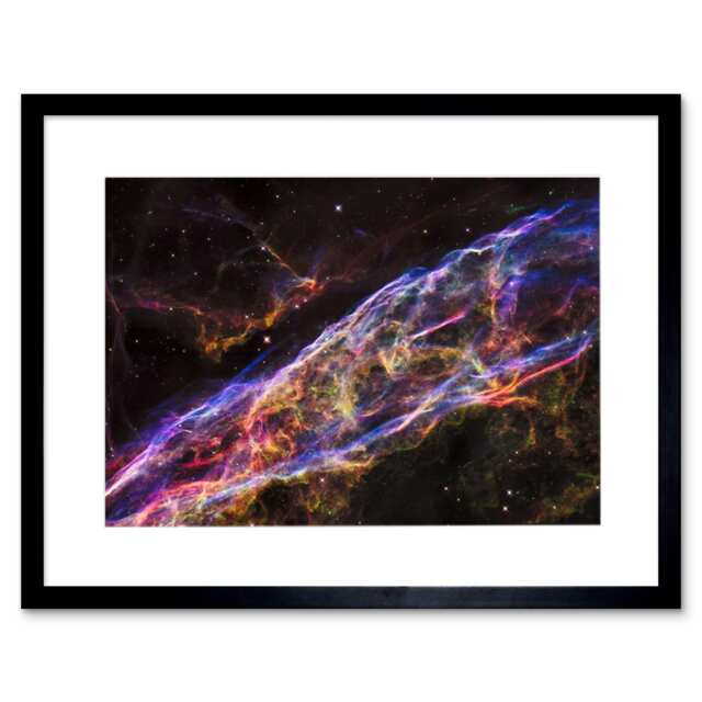 "NASA Hubble Space Veil Nebula Supernova 9x7"" Black Framed Wall Art Print"