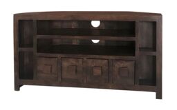 Dakota Plus Corner TV Unit - Mango Wood - L43 x W104 x H55 cm - Dark Finish