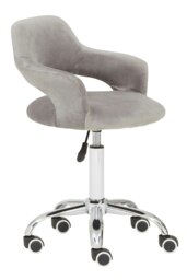Orsina Fionna Grey Velvet Home Office Chair with Curved Back