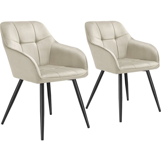 Dining Chair Marilyn - velvet look, quilted pattern Cream cream/black 2
