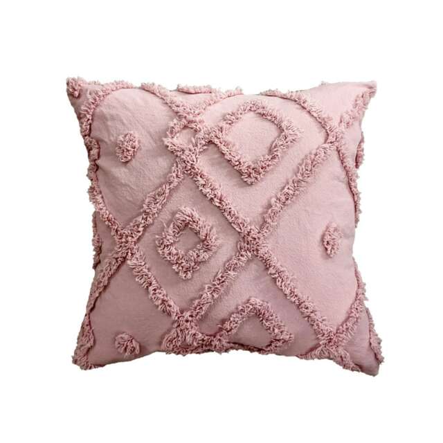 Shabby Chic Tuft Cushion - 43cm x 43cm Pink