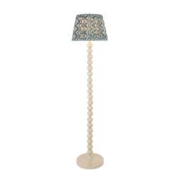 Higgledy Gloss Almond White Paint Floor Lamp with Marlin Blue Fabric Ripple Shade 35cm E27