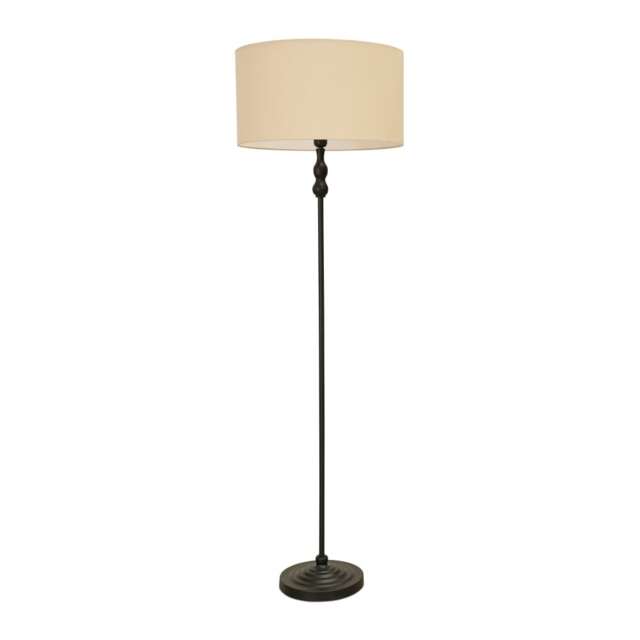 ValueLights Maggie Black Candlestick Floor Lamp Cream Shade