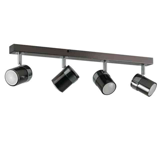 ValueLights Rosie 4 Way Straight Bar Ceiling Spotlight Fitting Black Chrome Finish