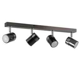 ValueLights Rosie 4 Way Straight Bar Ceiling Spotlight Fitting Black Chrome Finish