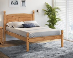Mercers Furniture Corona 4'0 Small Double Low Foot End Bed Frame Solid Wood Pine Wooden Bedroom with Mexican Styling