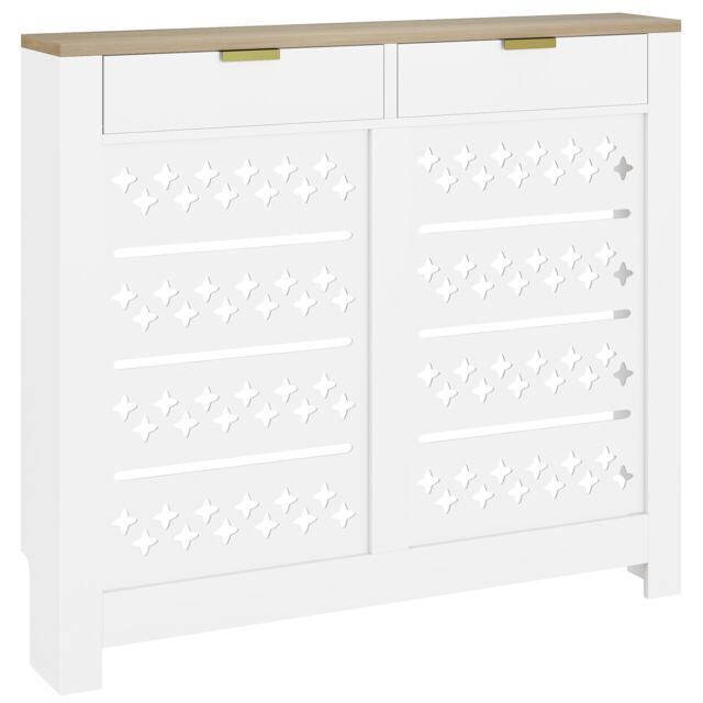 HOMCOM Heater Cover with Flip Drawer and Top Shelf 108 x 19 x 95.5 cm White