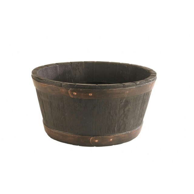 Sankey Round Oak Barrel Planter - Brown - One Size