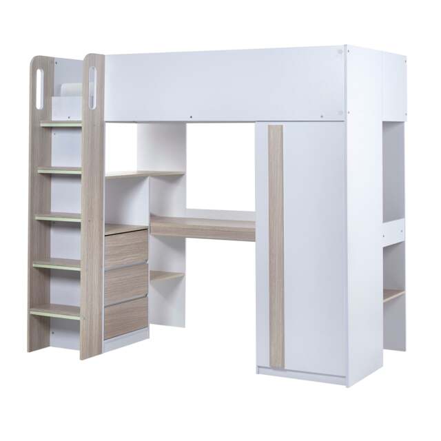 Stonewood Highsleeper Pale Wood & White - Single (90cm)