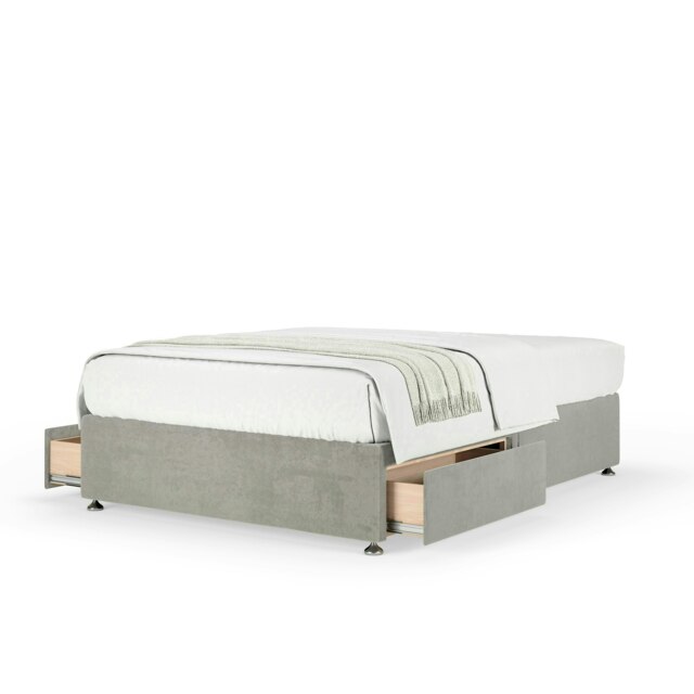 Majestic 1000 Pocket Sprung Seal Grey Naples Velvet 2 Drawer Divan Set King Size