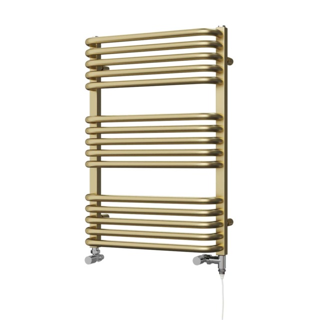 Crossmoor - Brushed Gold Dual Fuel Towel Rail H736mm x W500mm Standard