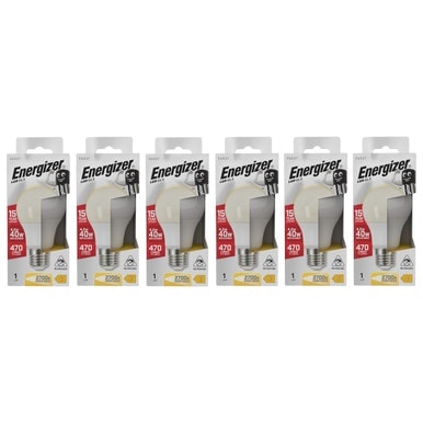 Energizer LED GLS E27 470lm 4.2W 2700K (Warm White) Light Bulb - Pack of 6