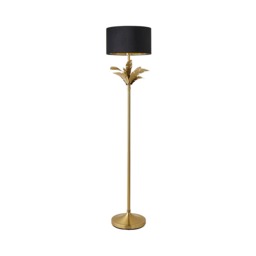 ValueLights Christina Gold Palm Leaf Floor Lamp Black Velvet Gold Shade and Bulb
