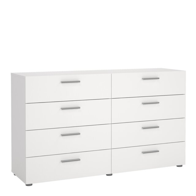 Pepe Wide Chest of 8 Drawers (4+4) in White