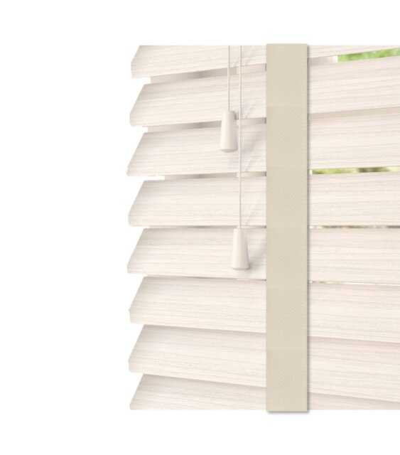 50cm White Oak Faux Wood Venetian Blinds with Tapes (120cm Drop) White White