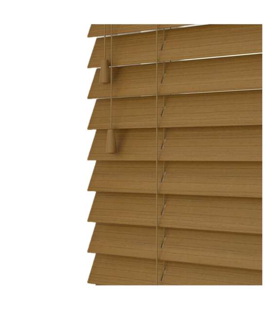 240cm Truffle Faux Wood Venetian Blinds with String (120cm Drop) Brown Brown