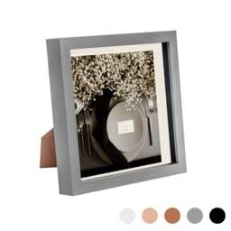 "Nicola Spring 8 x 8"" Photo Frame - Grey/Ivory Mount - 3D Photo Frame Picture Frame Box Portrait Display Case (22.5 x 22.5cm)"