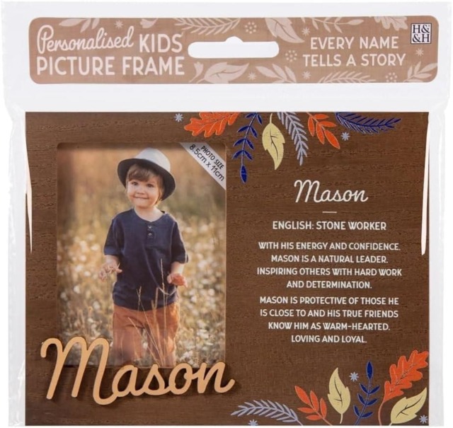 History & Heraldry Pre-Personalised Kids Wooden Picture Frame - Mason